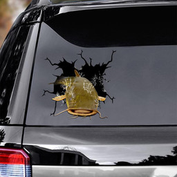 Flathead Catfish Crack Window Decal Custom 3d Car Decal Vinyl Aesthetic Decal Funny Stickers Cute Gift Ideas Ae10485 Car Vinyl Decal Sticker Window Decals, Peel and Stick Wall Decals