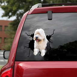 English Sheepdog Crack Window Decal Custom 3d Car Decal Vinyl Aesthetic Decal Funny Stickers Home Decor Gift Ideas Car Vinyl Decal Sticker Window Decals, Peel and Stick Wall Decals 18x18IN 2PCS