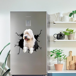 English Sheepdog Crack Window Decal Custom 3d Car Decal Vinyl Aesthetic Decal Funny Stickers Home Decor Gift Ideas Car Vinyl Decal Sticker Window Decals, Peel and Stick Wall Decals