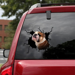 English Bulldog Crack Window Decal Custom 3d Car Decal Vinyl Aesthetic Decal Funny Stickers Cute Gift Ideas Ae10462 Car Vinyl Decal Sticker Window Decals, Peel and Stick Wall Decals 18x18IN 2PCS