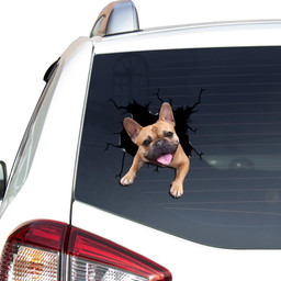 French Bulldog Dog Breeds Dogs Puppy Crack Window Decal Custom 3d Car Decal Vinyl Aesthetic Decal Funny Stickers Cute Gift Ideas Ae10495 Car Vinyl Decal Sticker Window Decals, Peel and Stick Wall Decals