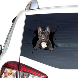 French Bulldog Dog Breeds Dogs Puppy Crack Window Decal Custom 3d Car Decal Vinyl Aesthetic Decal Funny Stickers Cute Gift Ideas Ae10492 Car Vinyl Decal Sticker Window Decals, Peel and Stick Wall Decals