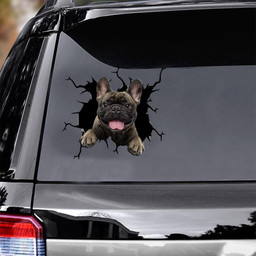 French Bulldog Dog Breeds Dogs Puppy Crack Window Decal Custom 3d Car Decal Vinyl Aesthetic Decal Funny Stickers Cute Gift Ideas Ae10491 Car Vinyl Decal Sticker Window Decals, Peel and Stick Wall Decals