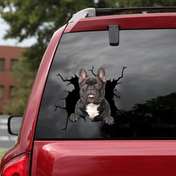French Bulldog Dog Breeds Dogs Puppy Crack Window Decal Custom 3d Car Decal Vinyl Aesthetic Decal Funny Stickers Cute Gift Ideas Ae10492 Car Vinyl Decal Sticker Window Decals, Peel and Stick Wall Decals 18x18IN 2PCS