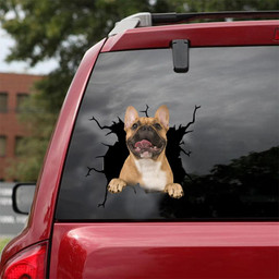 French Bulldog Dog Breeds Dogs Puppy Decal Crack Ideas Funny For Dog Lover Car Vinyl Decal Sticker Window Decals, Peel and Stick Wall Decals 18x18IN 2PCS