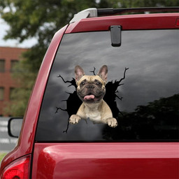 French Bulldog Dog Breeds Dogs Puppy Decal Crack Ideas For Dog Lover Car Vinyl Decal Sticker Window Decals, Peel and Stick Wall Decals 18x18IN 2PCS
