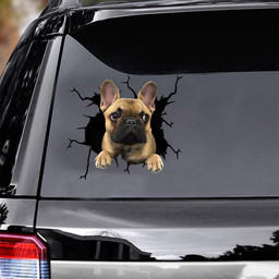 French Bulldog Dog Breeds Dogs Puppy Crack Window Decal Custom 3d Car Decal Vinyl Aesthetic Decal Funny Stickers Cute Gift Ideas Ae10493 Car Vinyl Decal Sticker Window Decals, Peel and Stick Wall Decals