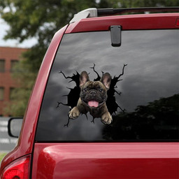 French Bulldog Dog Breeds Dogs Puppy Crack Window Decal Custom 3d Car Decal Vinyl Aesthetic Decal Funny Stickers Cute Gift Ideas Ae10491 Car Vinyl Decal Sticker Window Decals, Peel and Stick Wall Decals 18x18IN 2PCS