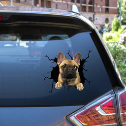 French Bulldog Dog Breeds Dogs Puppy Crack Window Decal Custom 3d Car Decal Vinyl Aesthetic Decal Funny Stickers Cute Gift Ideas Ae10493 Car Vinyl Decal Sticker Window Decals, Peel and Stick Wall Decals 12x12IN 2PCS