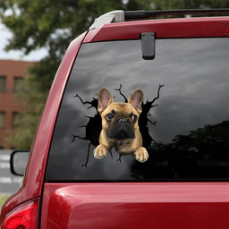 French Bulldog Dog Breeds Dogs Puppy Crack Window Decal Custom 3d Car Decal Vinyl Aesthetic Decal Funny Stickers Cute Gift Ideas Ae10493 Car Vinyl Decal Sticker Window Decals, Peel and Stick Wall Decals 18x18IN 2PCS