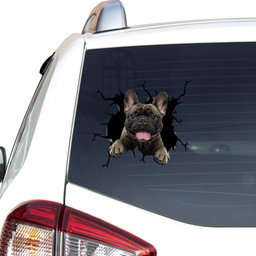 French Bulldog Dog Breeds Dogs Puppy Crack Window Decal Custom 3d Car Decal Vinyl Aesthetic Decal Funny Stickers Cute Gift Ideas Ae10491 Car Vinyl Decal Sticker Window Decals, Peel and Stick Wall Decals