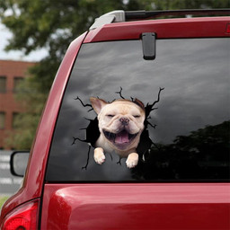 French Bulldog Dog Breeds Dogs Puppy Crack Window Decal Custom 3d Car Decal Vinyl Aesthetic Decal Funny Stickers Cute Gift Ideas Ae10496 Car Vinyl Decal Sticker Window Decals, Peel and Stick Wall Decals 18x18IN 2PCS