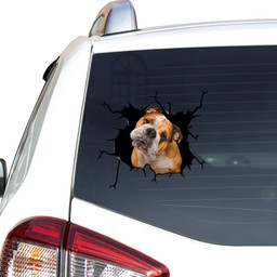 Funny English Bulldog Crack Window Decal Custom 3d Car Decal Vinyl Aesthetic Decal Funny Stickers Home Decor Gift Ideas Car Vinyl Decal Sticker Window Decals, Peel and Stick Wall Decals