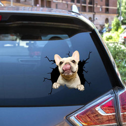 French Bulldog Dog Breeds Dogs Decal Crack Funny For Sister Car Vinyl Decal Sticker Window Decals, Peel and Stick Wall Decals 12x12IN 2PCS