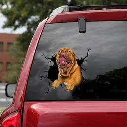 French Mastiff Crack Window Decal Custom 3d Car Decal Vinyl Aesthetic Decal Funny Stickers Home Decor Gift Ideas Car Vinyl Decal Sticker Window Decals, Peel and Stick Wall Decals 18x18IN 2PCS