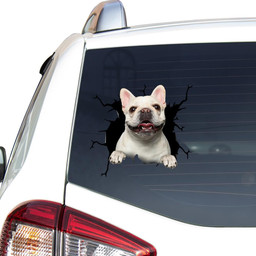 French Bulldog Dog Breeds Dogs Decal Crack Christmas For Family Car Vinyl Decal Sticker Window Decals, Peel and Stick Wall Decals
