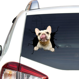 French Bulldog Dog Breeds Dogs Decal Crack Funny For Sister Car Vinyl Decal Sticker Window Decals, Peel and Stick Wall Decals