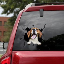 Funny Beagle Dog Breeds Dogs Puppy Crack Window Decal Custom 3d Car Decal Vinyl Aesthetic Decal Funny Stickers Home Decor Gift Ideas Car Vinyl Decal Sticker Window Decals, Peel and Stick Wall Decals 18x18IN 2PCS