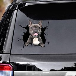 French Bulldog Dog Breeds Dogs Puppy Crack Window Decal Custom 3d Car Decal Vinyl Aesthetic Decal Funny Stickers Home Decor Gift Ideas Car Vinyl Decal Sticker Window Decals, Peel and Stick Wall Decals