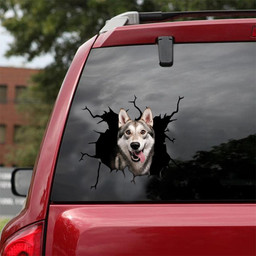 Funny Husky Crack Window Decal Custom 3d Car Decal Vinyl Aesthetic Decal Funny Stickers Cute Gift Ideas Ae10520 Car Vinyl Decal Sticker Window Decals, Peel and Stick Wall Decals 18x18IN 2PCS
