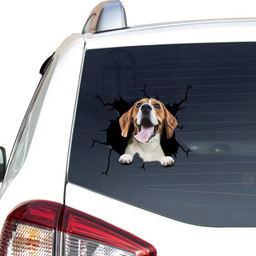 Funny Beagle Dog Breeds Dogs Puppy Crack Window Decal Custom 3d Car Decal Vinyl Aesthetic Decal Funny Stickers Home Decor Gift Ideas Car Vinyl Decal Sticker Window Decals, Peel and Stick Wall Decals
