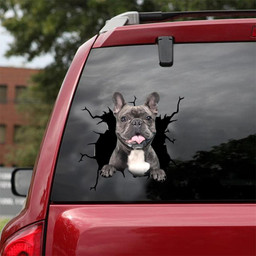 French Bulldog Dog Breeds Dogs Puppy Crack Window Decal Custom 3d Car Decal Vinyl Aesthetic Decal Funny Stickers Home Decor Gift Ideas Car Vinyl Decal Sticker Window Decals, Peel and Stick Wall Decals 18x18IN 2PCS