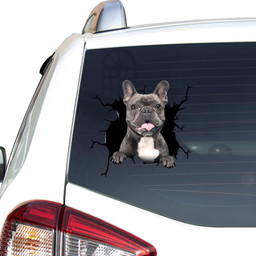 French Bulldog Dog Breeds Dogs Puppy Crack Window Decal Custom 3d Car Decal Vinyl Aesthetic Decal Funny Stickers Home Decor Gift Ideas Car Vinyl Decal Sticker Window Decals, Peel and Stick Wall Decals