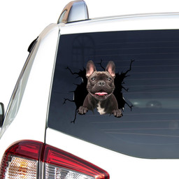 French Bulldog Dog Breeds Dogs Puppy Crack Window Decal Custom 3d Car Decal Vinyl Aesthetic Decal Funny Stickers Cute Gift Ideas Ae10494 Car Vinyl Decal Sticker Window Decals, Peel and Stick Wall Decals