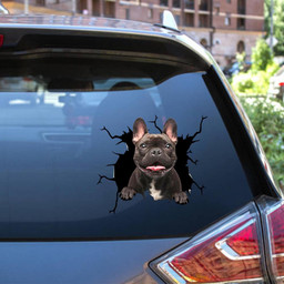 French Bulldog Dog Breeds Dogs Puppy Crack Window Decal Custom 3d Car Decal Vinyl Aesthetic Decal Funny Stickers Cute Gift Ideas Ae10494 Car Vinyl Decal Sticker Window Decals, Peel and Stick Wall Decals 12x12IN 2PCS