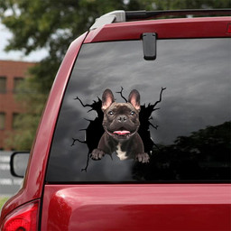 French Bulldog Dog Breeds Dogs Puppy Crack Window Decal Custom 3d Car Decal Vinyl Aesthetic Decal Funny Stickers Cute Gift Ideas Ae10494 Car Vinyl Decal Sticker Window Decals, Peel and Stick Wall Decals 18x18IN 2PCS