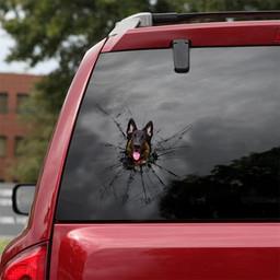 Funny German Shepherd Dog Breeds Dogs Puppy Crack Window Decal Custom 3d Car Decal Vinyl Aesthetic Decal Funny Stickers Home Decor Gift Ideas Car Vinyl Decal Sticker Window Decals, Peel and Stick Wall Decals 18x18IN 2PCS