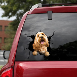 Cockapoo Crack Window Decal Custom 3d Car Decal Vinyl Aesthetic Decal Funny Stickers Home Decor Gift Ideas Car Vinyl Decal Sticker Window Decals, Peel and Stick Wall Decals 18x18IN 2PCS