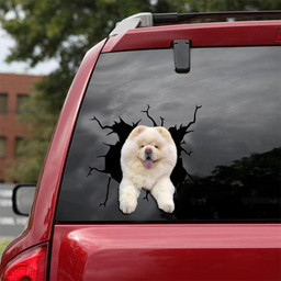 Chow Chow Crack Window Decal Custom 3d Car Decal Vinyl Aesthetic Decal Funny Stickers Cute Gift Ideas Ae10354 Car Vinyl Decal Sticker Window Decals, Peel and Stick Wall Decals 18x18IN 2PCS