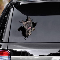 Funny French Bulldog Dog Breeds Dogs Puppy Crack Window Decal Custom 3d Car Decal Vinyl Aesthetic Decal Funny Stickers Cute Gift Ideas Ae10515 Car Vinyl Decal Sticker Window Decals, Peel and Stick Wall Decals