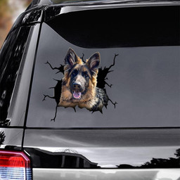 German Shepherd Dog Breeds Dogs Crack Sticker Gifts For Wine Lovers Car Vinyl Decal Sticker Window Decals, Peel and Stick Wall Decals