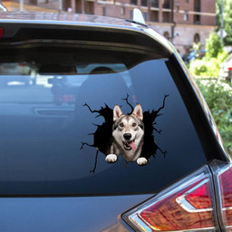 Funny Husky Crack Window Decal Custom 3d Car Decal Vinyl Aesthetic Decal Funny Stickers Home Decor Gift Ideas Car Vinyl Decal Sticker Window Decals, Peel and Stick Wall Decals 12x12IN 2PCS
