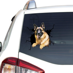 German Shepherd Dog Breeds Dogs Puppy Crack Window Decal Custom 3d Car Decal Vinyl Aesthetic Decal Funny Stickers Cute Gift Ideas Ae10537 Car Vinyl Decal Sticker Window Decals, Peel and Stick Wall Decals