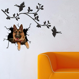 German Shepherd Dog Decal Crack Funny Dog Memorial Car Vinyl Decal Sticker Window Decals, Peel and Stick Wall Decals