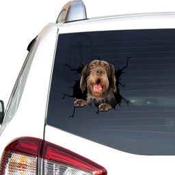 German Wirehaired Pointers Crack Window Decal Custom 3d Car Decal Vinyl Aesthetic Decal Funny Stickers Cute Gift Ideas Ae10555 Car Vinyl Decal Sticker Window Decals, Peel and Stick Wall Decals