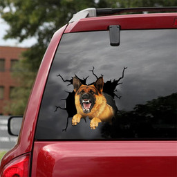 German Shepherd Dog Breeds Dogs Puppy Crack Window Decal Custom 3d Car Decal Vinyl Aesthetic Decal Funny Stickers Home Decor Gift Ideas Car Vinyl Decal Sticker Window Decals, Peel and Stick Wall Decals 18x18IN 2PCS