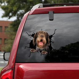German Wirehaired Pointers Crack Window Decal Custom 3d Car Decal Vinyl Aesthetic Decal Funny Stickers Cute Gift Ideas Ae10555 Car Vinyl Decal Sticker Window Decals, Peel and Stick Wall Decals 18x18IN 2PCS