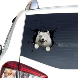 Funny Samoyed Crack Window Decal Custom 3d Car Decal Vinyl Aesthetic Decal Funny Stickers Home Decor Gift Ideas Car Vinyl Decal Sticker Window Decals, Peel and Stick Wall Decals