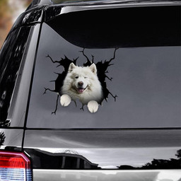 Funny Samoyed Crack Window Decal Custom 3d Car Decal Vinyl Aesthetic Decal Funny Stickers Home Decor Gift Ideas Car Vinyl Decal Sticker Window Decals, Peel and Stick Wall Decals