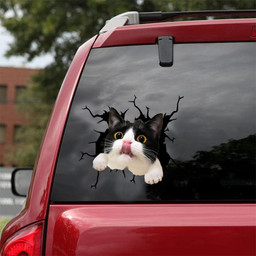 Funny Tuxedo Cat Crack Window Decal Custom 3d Car Decal Vinyl Aesthetic Decal Funny Stickers Home Decor Gift Ideas Car Vinyl Decal Sticker Window Decals, Peel and Stick Wall Decals 18x18IN 2PCS