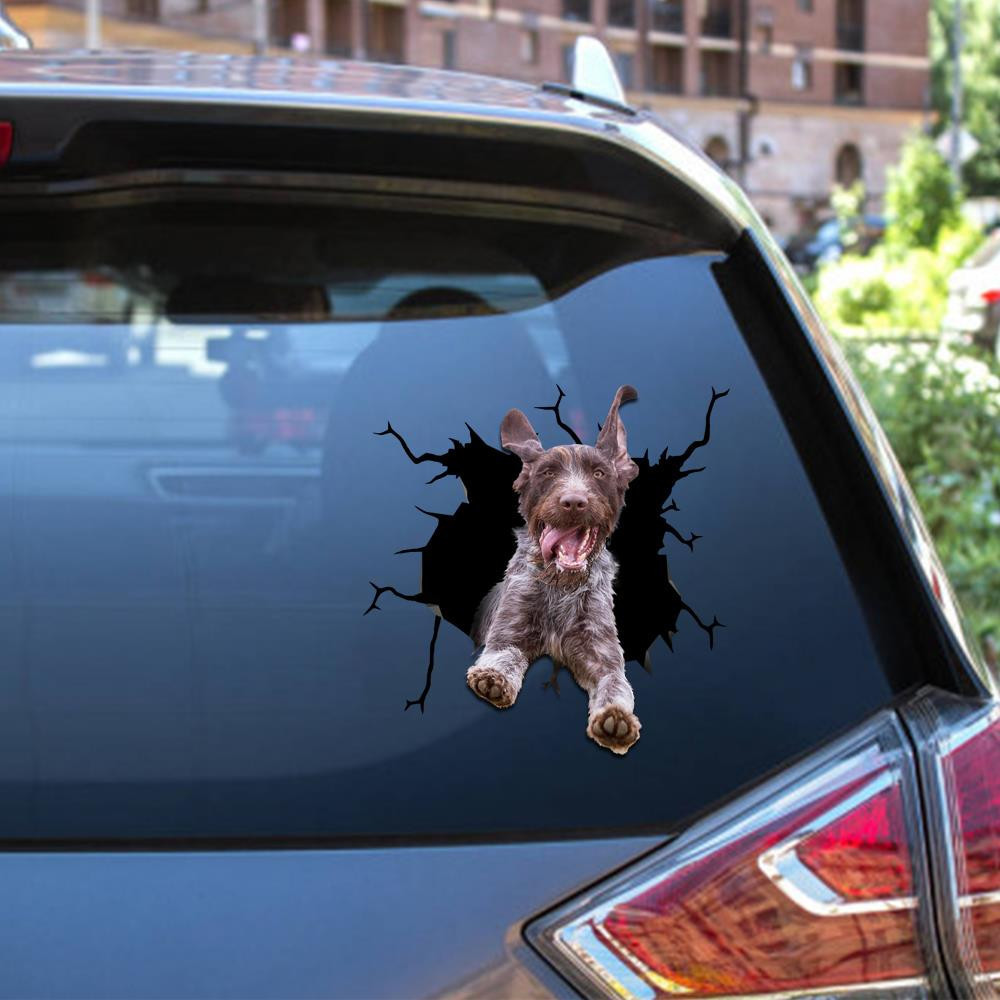 German Wirehaired Pointers Crack Window Decal Custom 3d Car Decal Vinyl Aesthetic Decal Funny Stickers Cute Gift Ideas Ae10554 Car Vinyl Decal Sticker Window Decals, Peel and Stick Wall Decals 12x12IN 2PCS