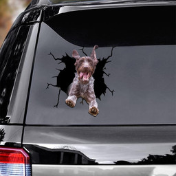 German Wirehaired Pointers Crack Window Decal Custom 3d Car Decal Vinyl Aesthetic Decal Funny Stickers Cute Gift Ideas Ae10554 Car Vinyl Decal Sticker Window Decals, Peel and Stick Wall Decals