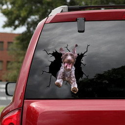 German Wirehaired Pointers Crack Window Decal Custom 3d Car Decal Vinyl Aesthetic Decal Funny Stickers Cute Gift Ideas Ae10554 Car Vinyl Decal Sticker Window Decals, Peel and Stick Wall Decals 18x18IN 2PCS