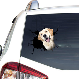 Golden Retriever Dog Breeds Dogs Puppy Crack Window Decal Custom 3d Car Decal Vinyl Aesthetic Decal Funny Stickers Cute Gift Ideas Ae10575 Car Vinyl Decal Sticker Window Decals, Peel and Stick Wall Decals