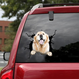 Golden Retriever Dog Breeds Dogs Puppy Crack Window Decal Custom 3d Car Decal Vinyl Aesthetic Decal Funny Stickers Cute Gift Ideas Ae10567 Car Vinyl Decal Sticker Window Decals, Peel and Stick Wall Decals 18x18IN 2PCS