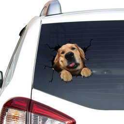 Golden Retriever Dog Breeds Dogs Puppy Crack Window Decal Custom 3d Car Decal Vinyl Aesthetic Decal Funny Stickers Cute Gift Ideas Ae10571 Car Vinyl Decal Sticker Window Decals, Peel and Stick Wall Decals